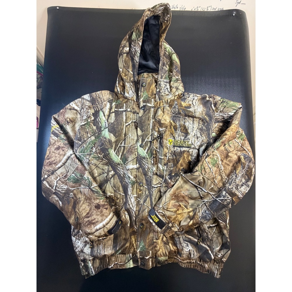 Scent Blocker Mens XL Realtree Camo Waterproof Jacket Activated Carbon Hunt L2